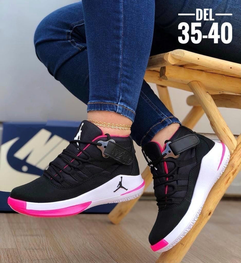 Botin Jordan Negro Fucsia Dama - SUPER PROMOCION