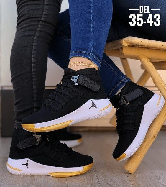 Botin Jordan Negro Dorado Unisex - SUPER PROMOCION